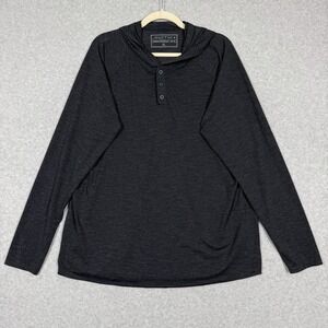 Anetik Shirt Mens XL Henley Hoody UPF 30 Outdoor Performance Long Sleeve Grey